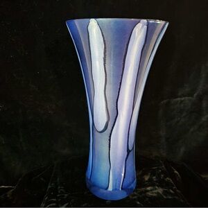 Elegant Blue and White Glass Vase